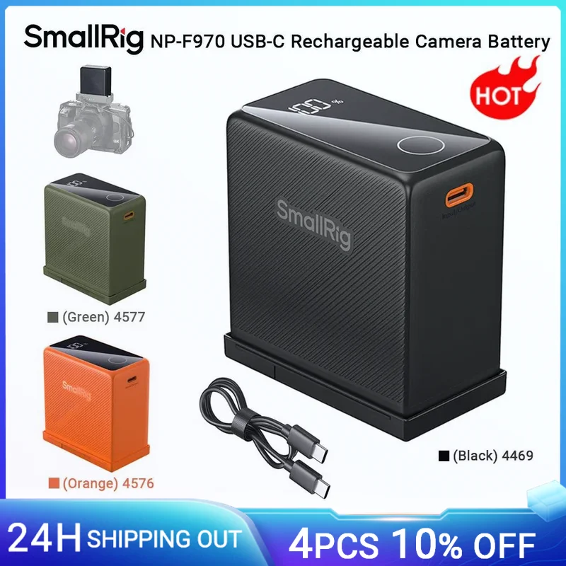 SmallRig NP-F970 USB-C Rechargeable Camera Battery, 10500mAh, Supports PD 36W Fast Charging for Cameras Monitors -4469/4577/4576