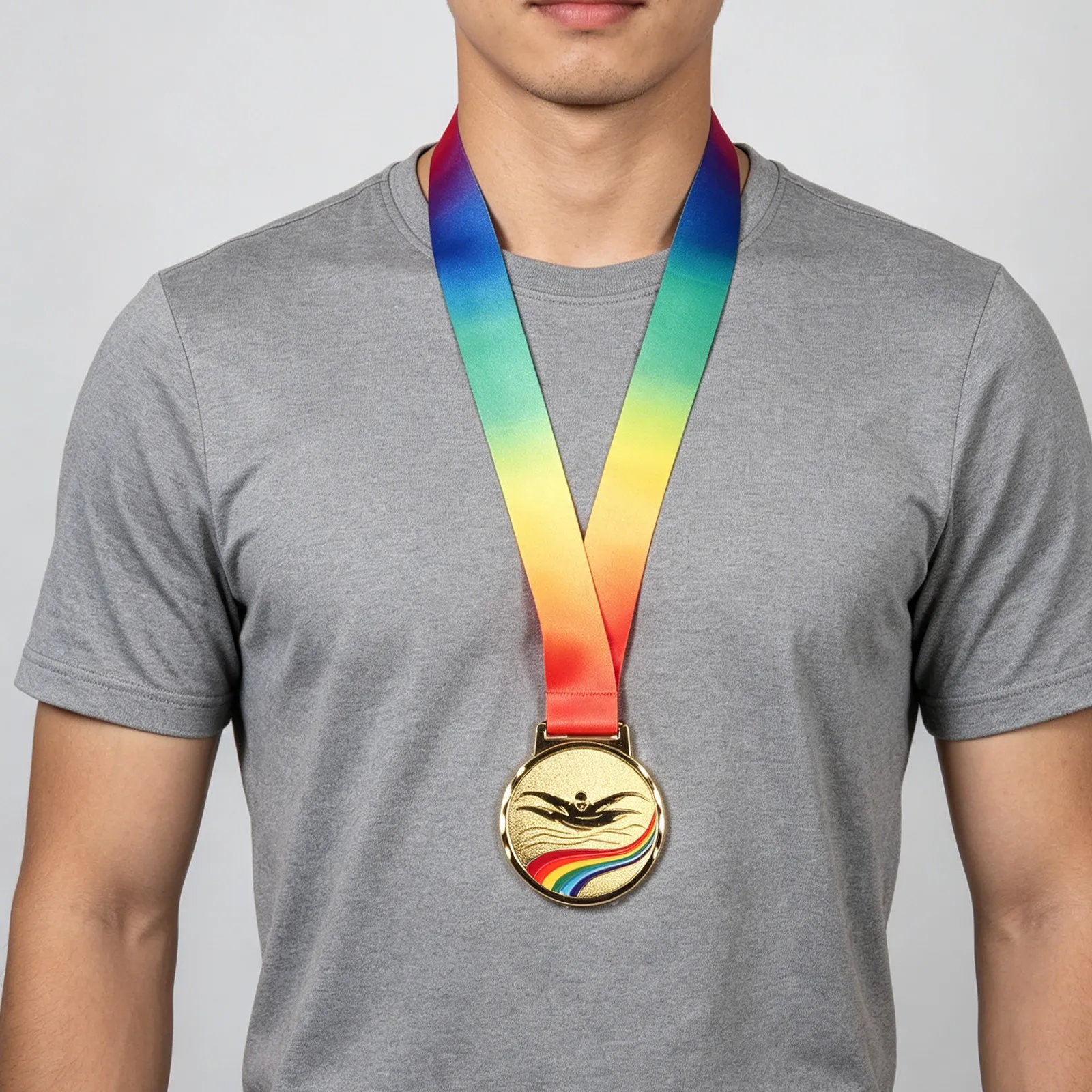 

Swimming Medal Metal Award Medal Neck Ribbon First Place Tournament Sports Competitions Swimming Awards Prize Sports Medals