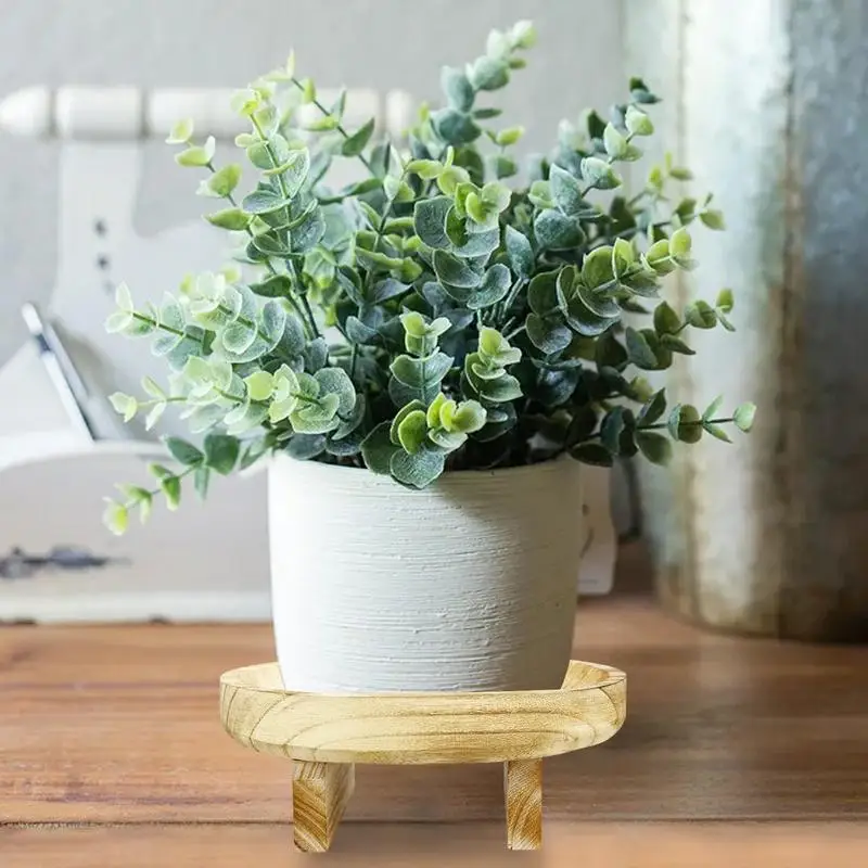 Wooden Plant Stool Flowerpot Holder Indoor And Outdoor Round Paulownia Wood Pot Flower Pedestal Riser Holder Home Decoration