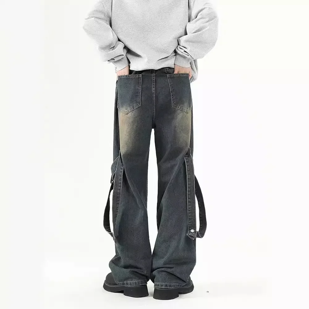 American Vintage High Street Men's Jeans Fashion Hip-hop Loose Straight Leg Jeans Men's Casual Denim Pants Y2k Streetwear