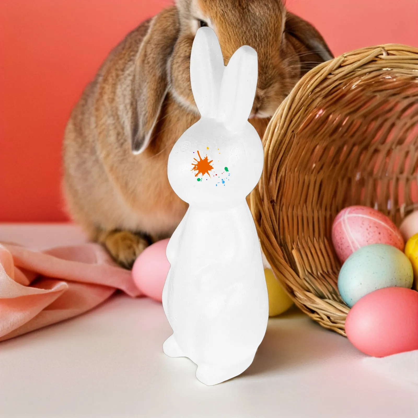 2Pcs Adorable Rabbit Foam Craft Blocks Easy to Paint White Polystyrene Animal Shapes for Creative DIY Projects Birthday Parties
