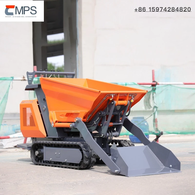 Mini Crawler Dumper Loader  Powered Farm Use Mini Dumper 500kg Bucket Rotation