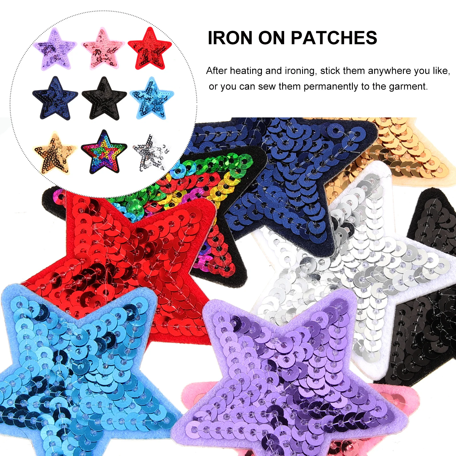 9 Uds. De bonitos parches adhesivos de estrellas para mochilas, chaquetas, vaqueros, sombreros, reparación de ropa DIY y decoración de moda, parches de estrellas