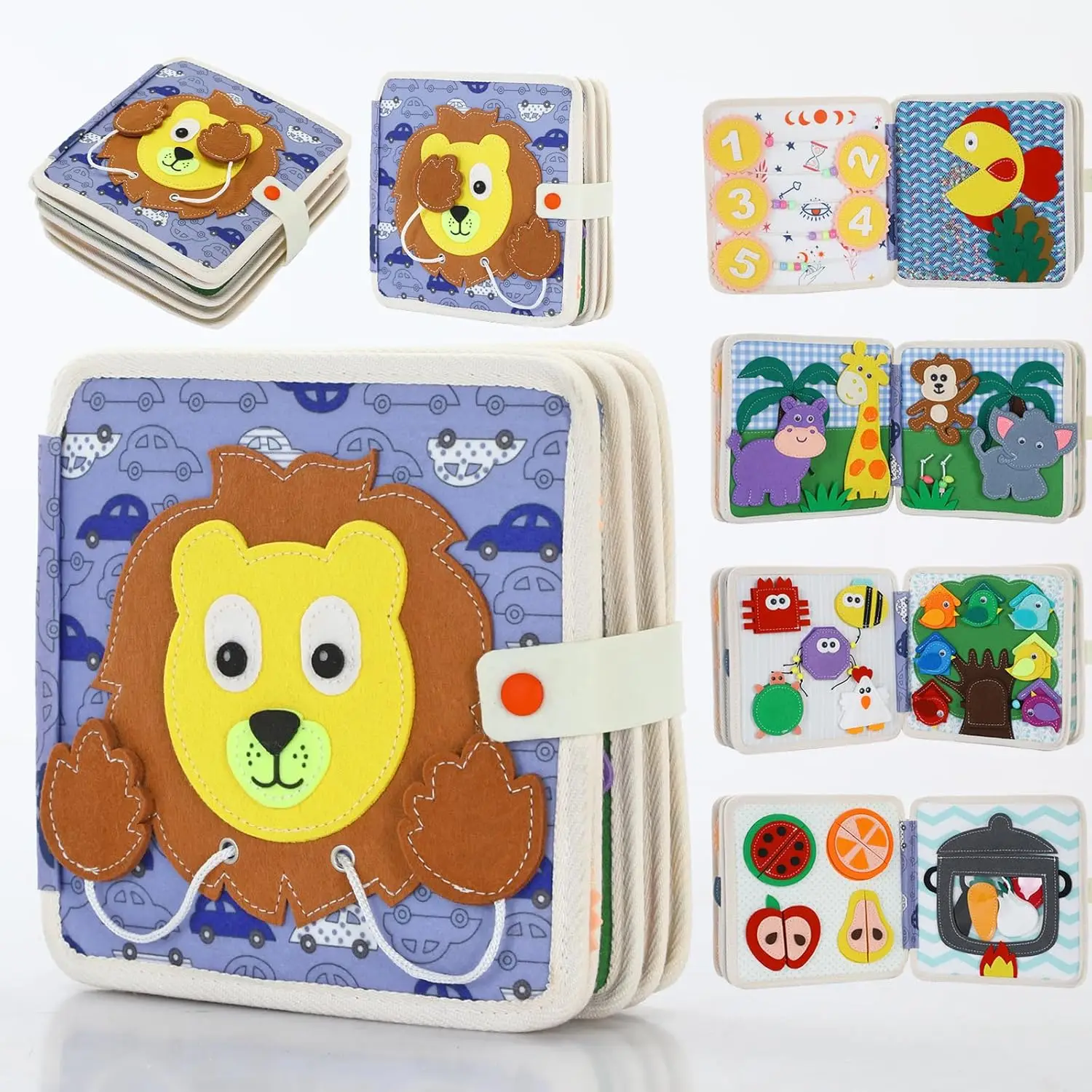 

Busy Board for Toddler, Montessori Toys Busy Book for 2-4 Year Old Boy Girl, Quiet Activity Books Gift for Kid, Felt Busy Learning Toy for Toddlers, Car Airplane Travel Toys