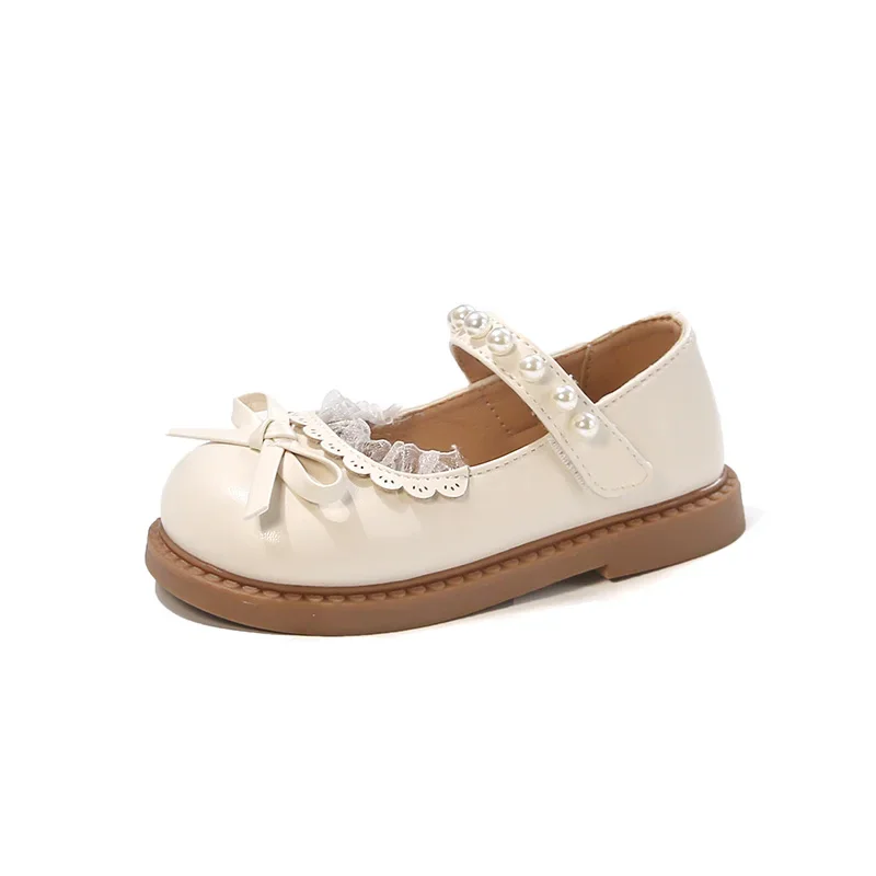 

Princess Elegant Shoes Toddler Girls Soft Sole Mary Jane Dress Flats Child Wedding Party Shoes Kids Lace Edge Lolita Ballet Shoe