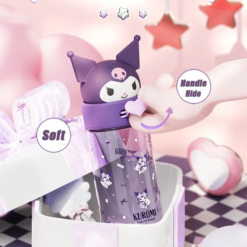 Sanrio meine Melodie Puppen transparente Tasse Cartoon Hallo Kitty Kuromi Cinna moroll 500ml Kawaii Kind Flasche Wasser Tasse Mädchen Geschenke