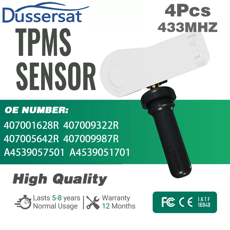 433MHz TPMS Tire Pressure Sensor for Smart Dacia Renault Nissan TERRANO NV250 407001628R 407009987R A4539051701 A4539057501