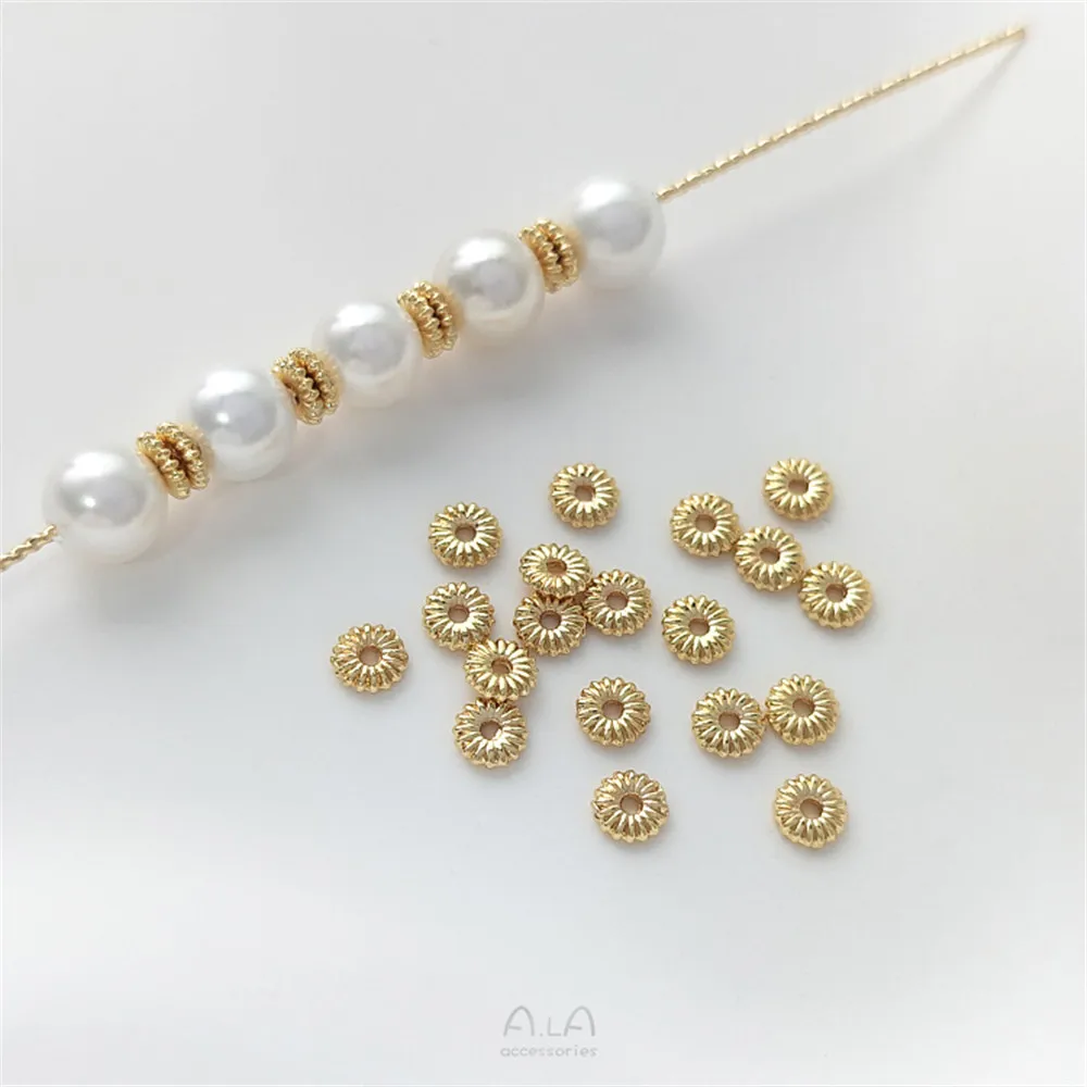 ESPACIADOR pequeño envuelto en oro de 14 quilates, 10 piezas, 4mm, plano, hecho a mano, accesorios para pulsera DIY