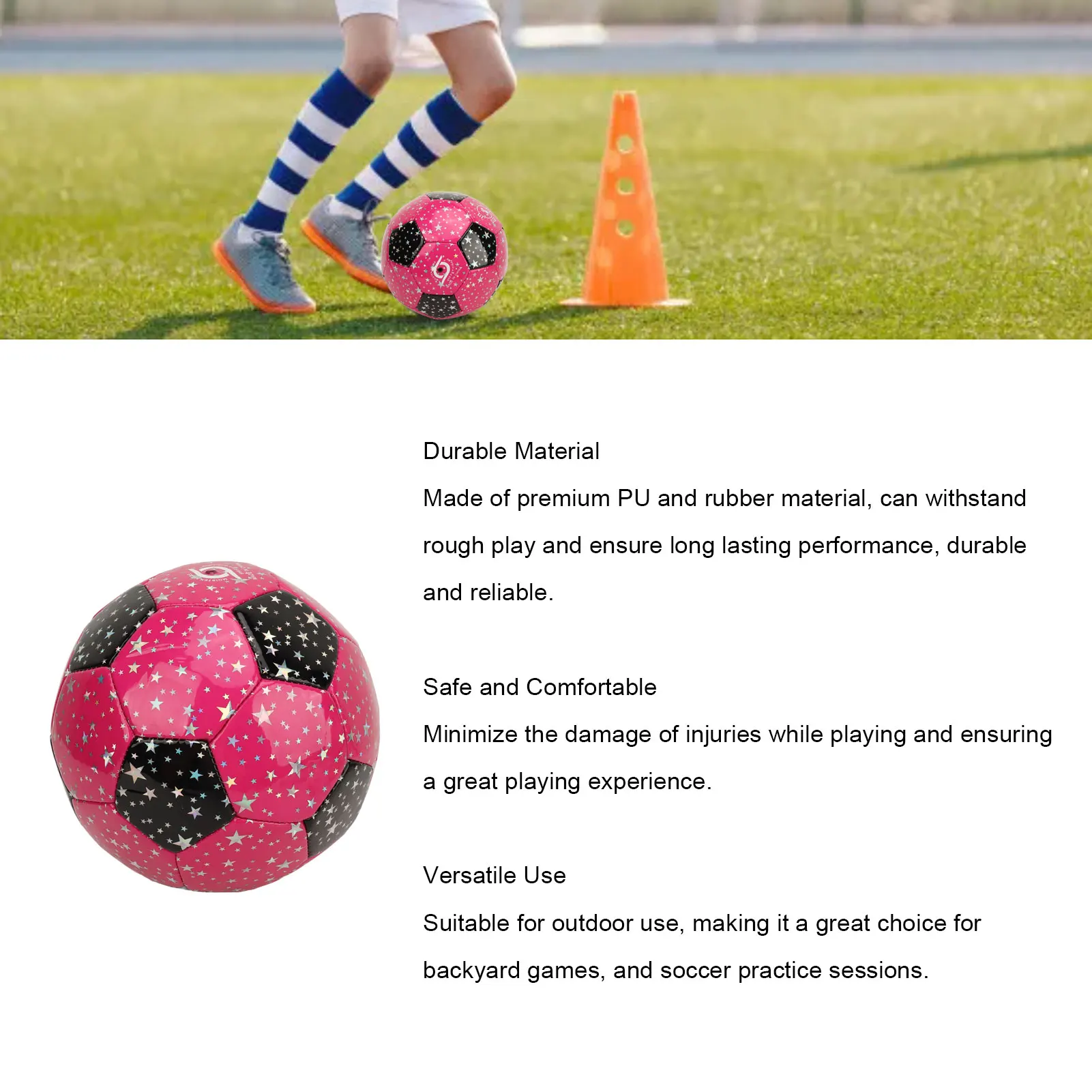 Children Soccer Ball Size 3 Pink Inflatable PU Rubber Liner Kids Soccer Ball Toy For Outdoor