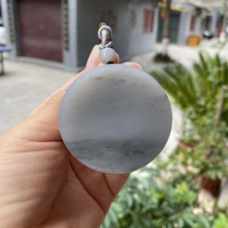 

Нефритовый кулон Hetian Purple Peace and Serenity с художественным пейзажем, цепочка для свитера, круглая форма