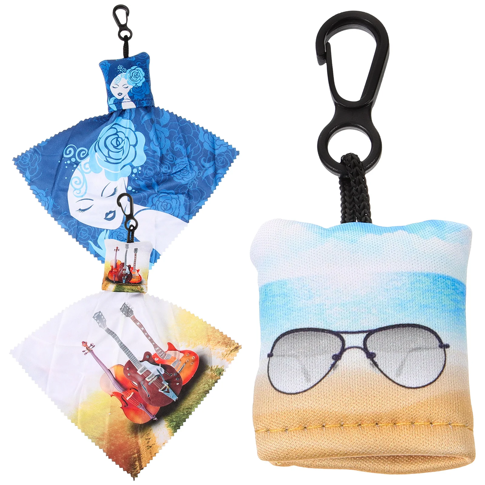 3 Pcs Key Chain Eye Glasses Lens Cleaning Cloths Metal Screen Wipes Electronics