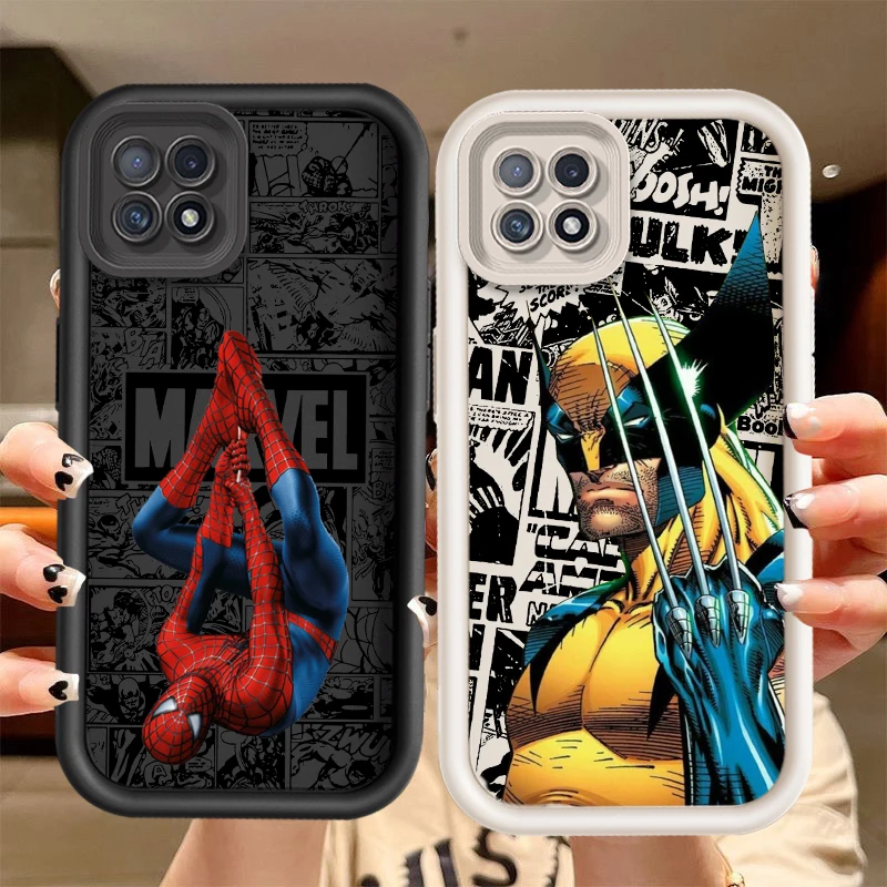 Marvel Anime Spiderman Wolverine For OPPO A98 A94 A78 A76 A74 A72 A54 Reno10 8 7 Shockproof Soft Eye Ladder Phone Case