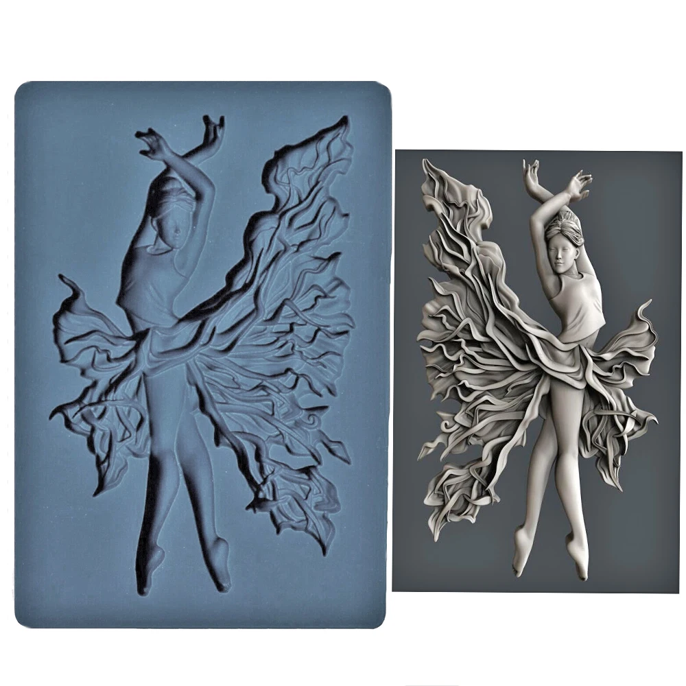 3D taniec silikonowe foremki do kremówki tancerka czekolady ozdoba na wierzch tortu Sugarcraft forma do pieczenia DIY glina żywiczna tynk Art FIRE DANCER