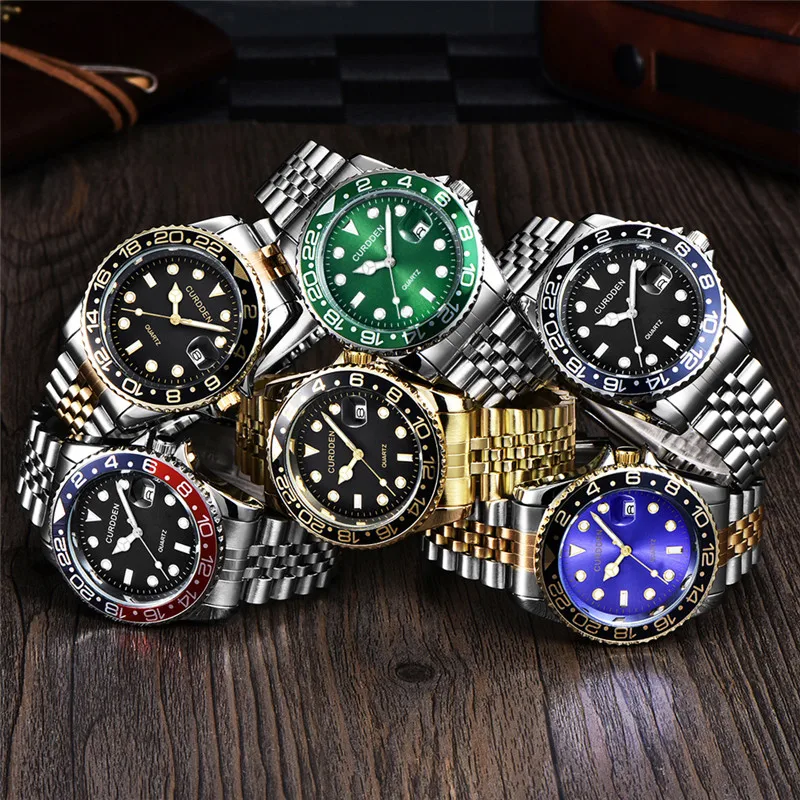 Men CURDDEN Brand Watches Students Fashion Casual Full Steel Band Date Simple Quartz Vintage Watch Golden Relogio Masculino 2024