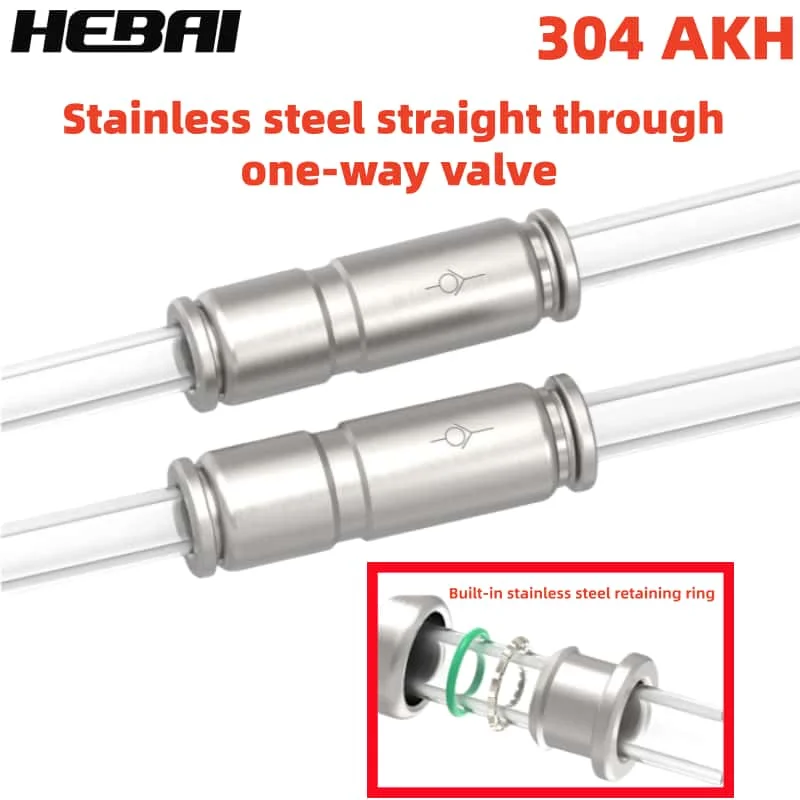 HEBAI AKH Type Pneumatic One Way Check Valve 304 Stainless Steel, Inline Non-Return Valve for Air Compressor Cylinder SystemTool