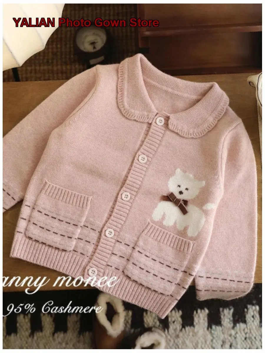 Girls Handmade Sheep Embroidery Cardigan Newborn Kids Thickened Winter