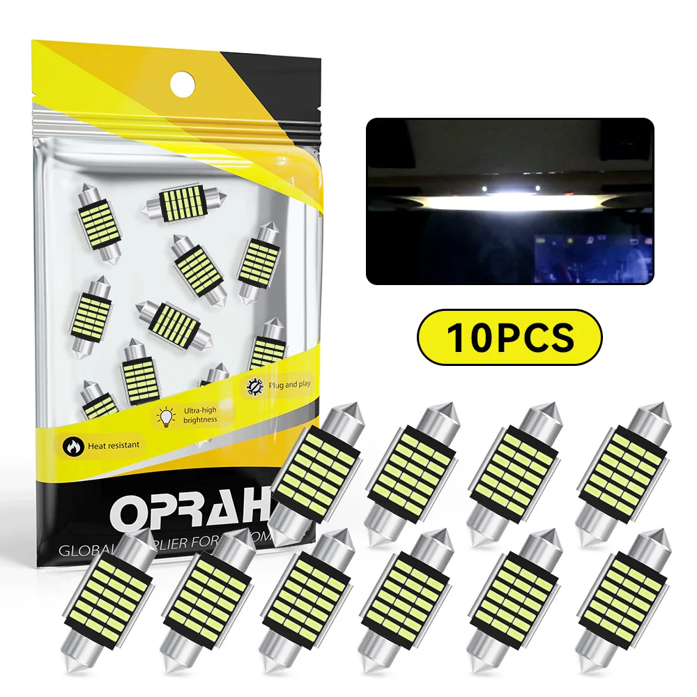 

10X Festoon 31mm 36mm 39mm 41mm Led Bulbs Canbus 3014smd Map Light Dome Light Interior Reading Lamp Signal Lamp White 12V 6000K