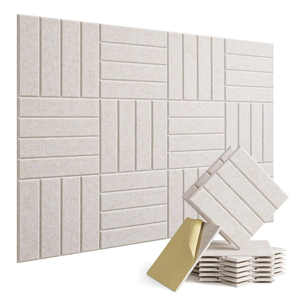 A96K-Sound Proof Foam Panels Acoustic Panels Self-Adhesive For Walls, Door, Ceiling, Home Office Light Camel