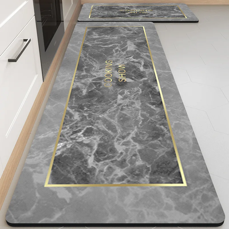 Bathroom Mat Super Absorbent Bath Rug Kitchen Oil-Absorbing Floor Mat Household Absorbent Wear-Resistant Cushion Washable Carpet