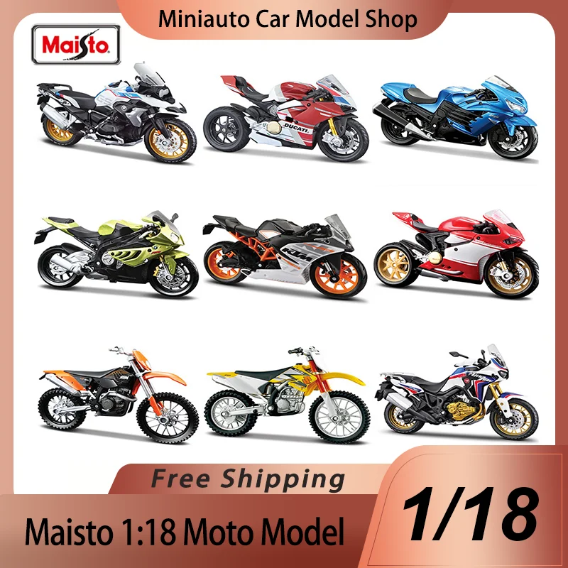 In Stock Maisto 1:18 Motorcycle Series Alloy Miniature Diecast Model Ducati Kawasaki Bmw Moto Alloy Luxury Vehicle Toys Kid Gift