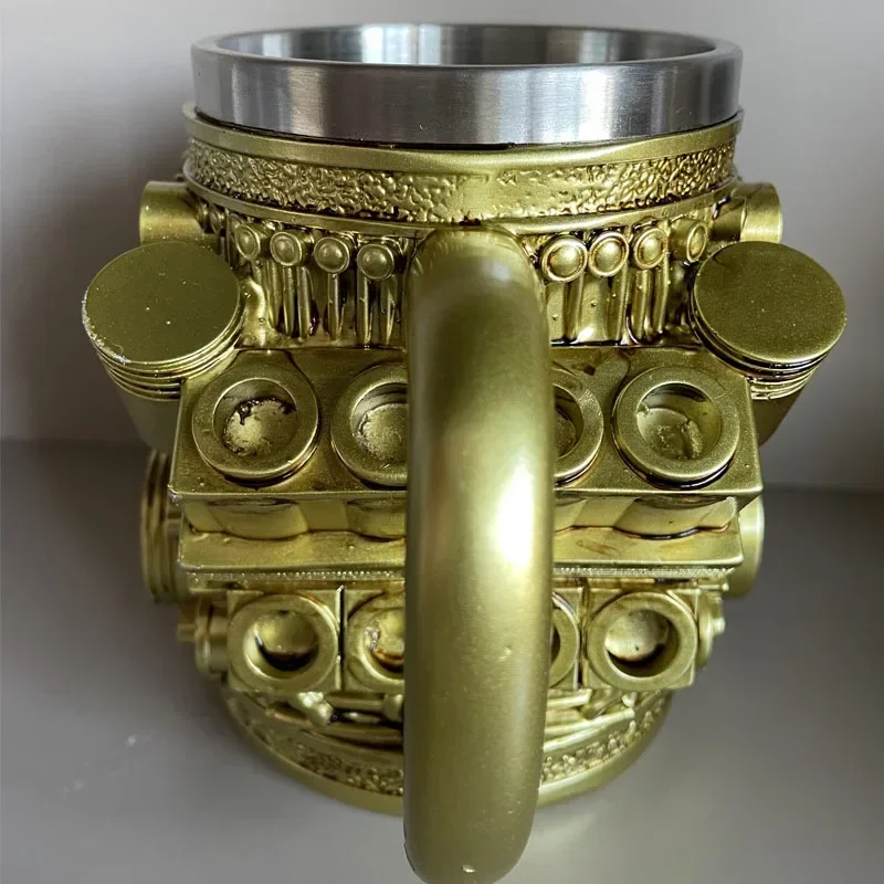 

V Engine Stainless Steel Mug Car Engine Shaped Coffee Cup for Men Unique Gift Whiskey Beer Tea Cup for Home Office Bar