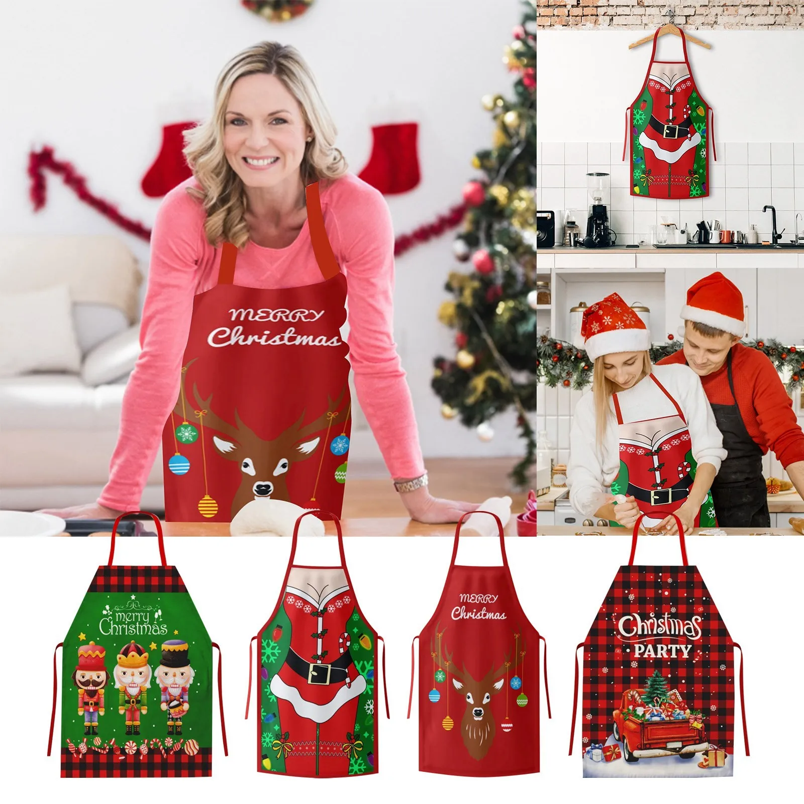 Christmas Apron For Christmas Dinner Party Cooking Baking BBQ Crafting House Cleaning Kitchen Funny Aprons for Hairstylists