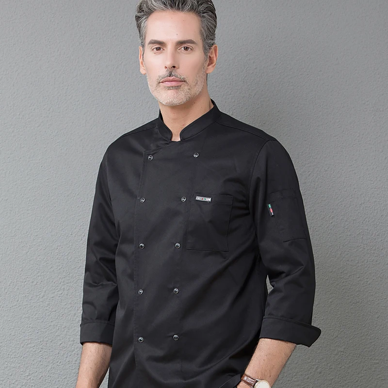 Chef Uniform For Men Women With Logo Restaurante Personalized Cook Clothes Shirt Sleeves Jacket Works Top Design Print Pattern