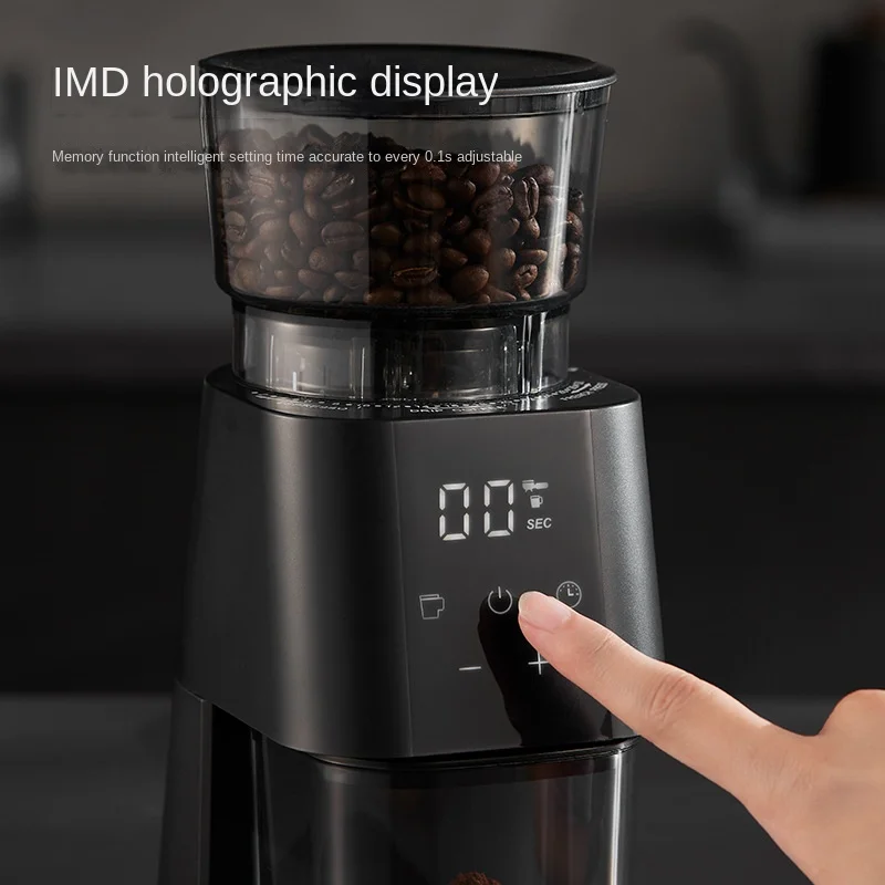 CNC420 IMD Touch Screen Display Electric Espresso Bean Coffee Grinder Portable Automatic Stainless Steel Plastic 100g