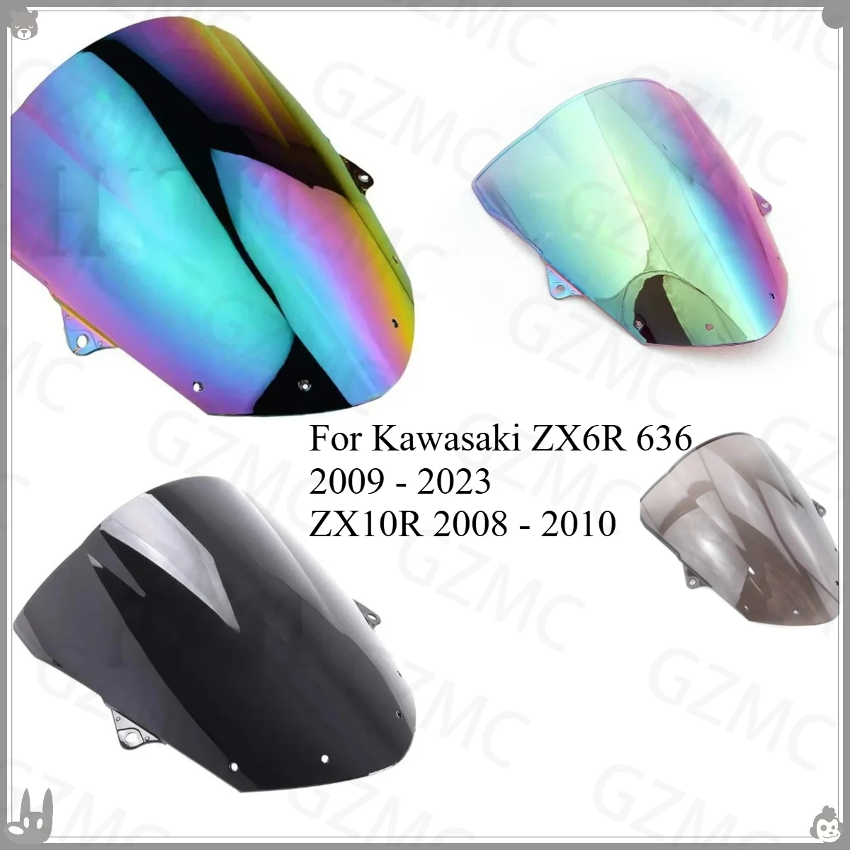 منحرف الرياح للدراجات النارية لـ Kawasaki ZX6R 636 2009 - 2023 ZX10R 2008 - 2010 الزجاج الأمامي 2014 2015 2022 ملحقات #1