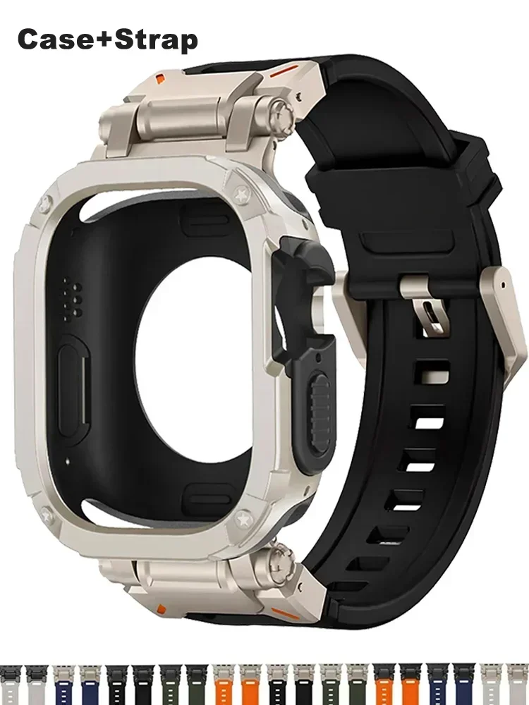 

Ремешок + чехол для Apple Watch Band S10 46 мм 44/45/49 мм Защитный чехол из ТПУ, браслет для IWatch Series 10 9 8 7 6 5 4 Ultra 2