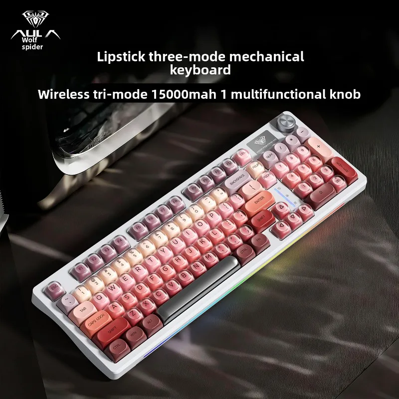 

Беспроводная клавиатура AULA S98 Lipstick Liquid Foundation Series с возможностью горячей замены, для киберспорта, игр и офиса, долговечная, аксессуар для ноутбука