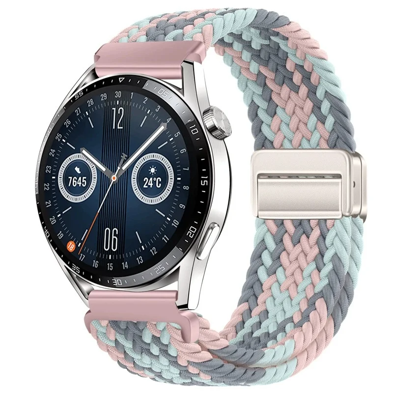 20mm 22mm magnetische armband voor Samsung Galaxy Watch 7/6/Classic/5/4/3 gevlochten lus nylon band voor Huawei Watch 4/3/GT 5 4 band