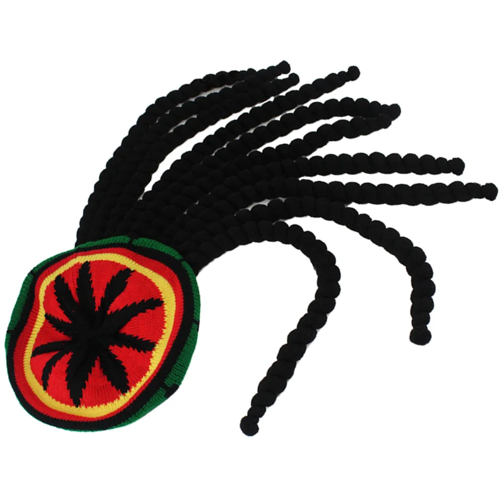 หมวกบีนนี่ถักหลากสีสำหรับผู้ใหญ่ 1 ชิ้น หมวกถักเปียปลอม สำหรับงานปาร์ตี้ งานสังสรรค์ ของตกแต่งศีรษะสำหรับผู้ชายและผู้หญิง