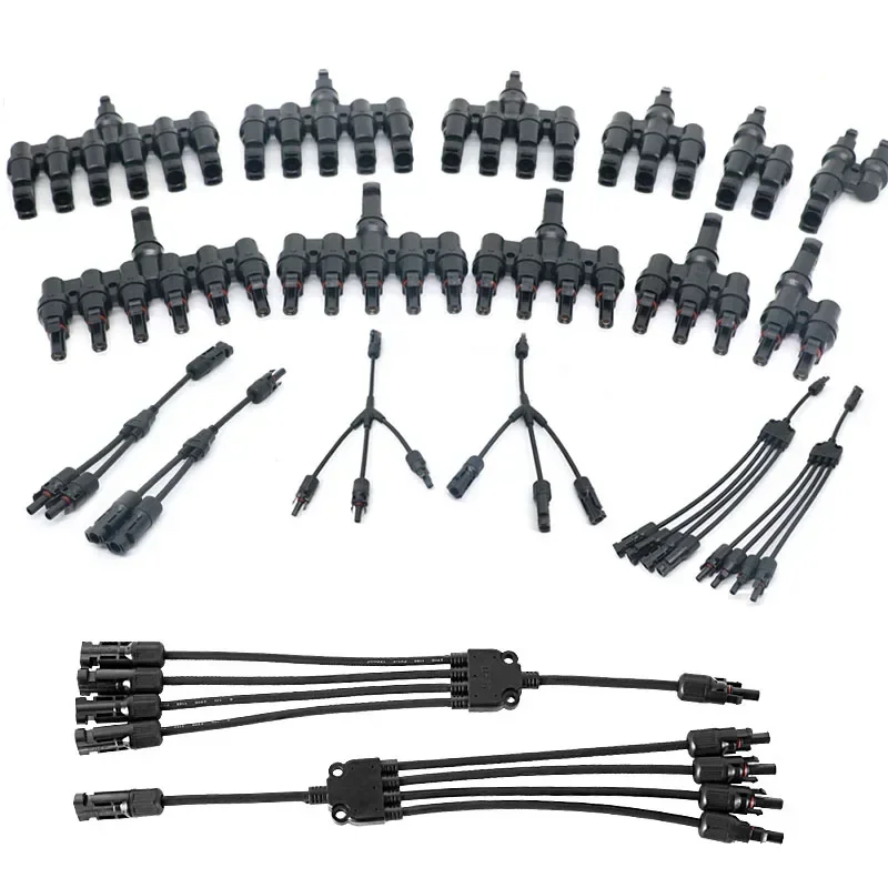 PV connector Y type parallel connection solar panel system waterprrof connector Branch Two pieces Solar Cell Connect Plug T type