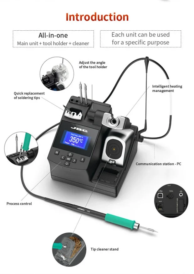 Wholesale Digital Display Rework Solder Equipment JBC CD-2BHQF Soldering Iron Station For Cellphone Repair