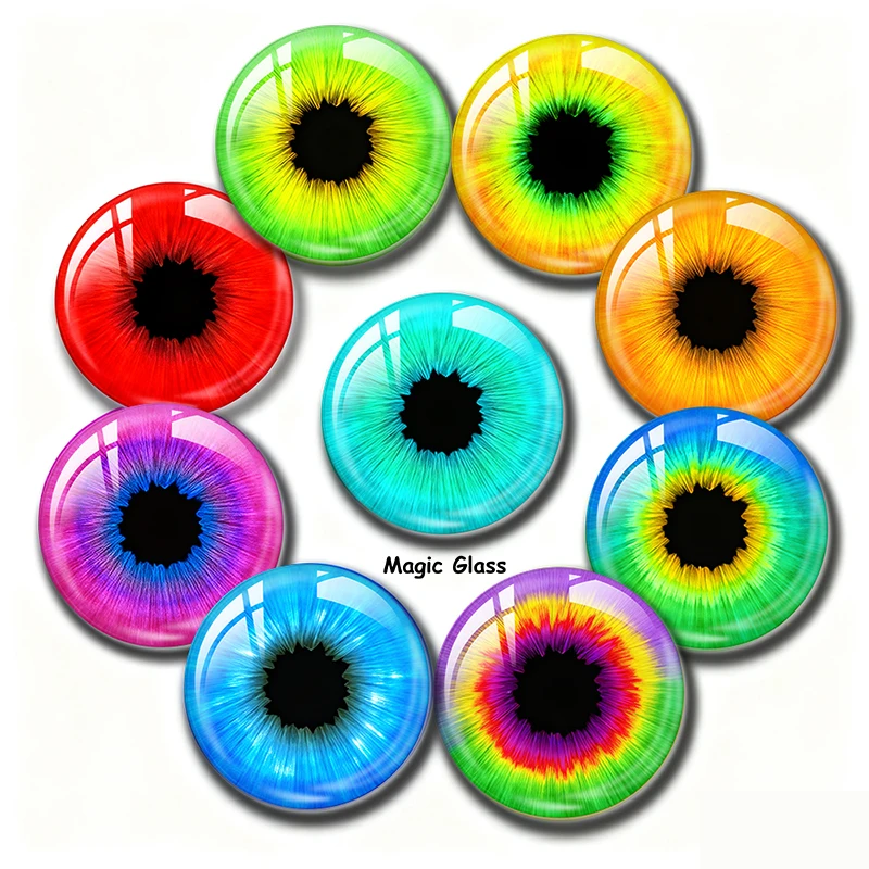 8mm 10mm 12mm 18mm 20mm 25mm 30mm 6mm Photo Glass Cabochon Pattern Round DIY Jewelry Accessories Cameo Fruit Kiwi Eyes