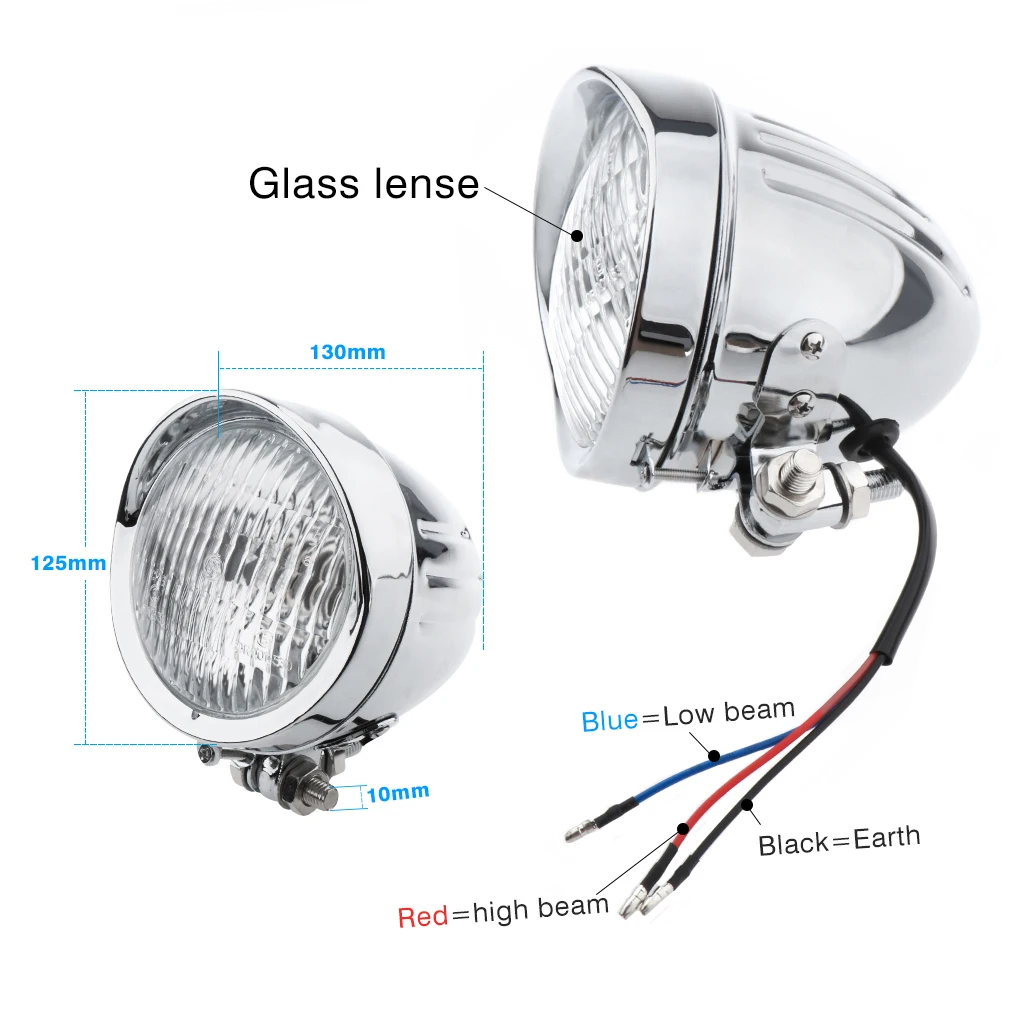 Motorcycle Headlight High/Low Beam Head Light Retro Modification Accessories Light Replaces for Motorcycles Bike Chopper Touring