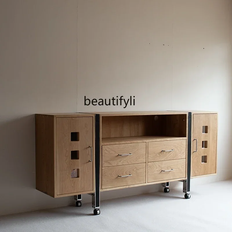 Nordic medieval style entrance cabinet, living room decoration cabinet, storage side cabinet