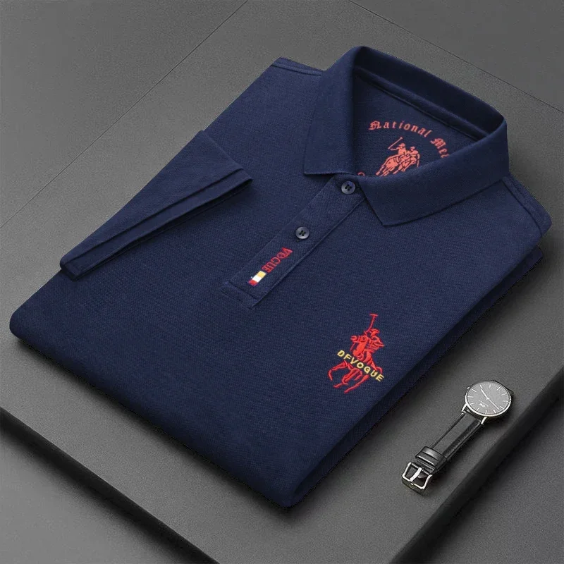 Nuovo 2024 estate manica corta t-Shirt uomo di alta qualità sciolto Business Leisure ricamo Polo risvolto uomo abbigliamento top Tees