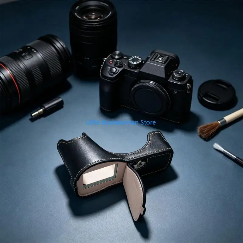 Contoured PU Leather Camera Half Case with Flat Bottom Profile for G85 & M76A