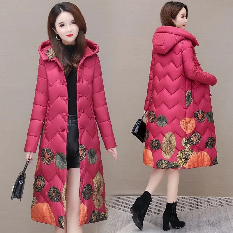 Women's Winter Jacket New Medium-long Color Down Cotton Female Parkas Plus Size Loose Thin and light Ladies Outerwear Tops R265