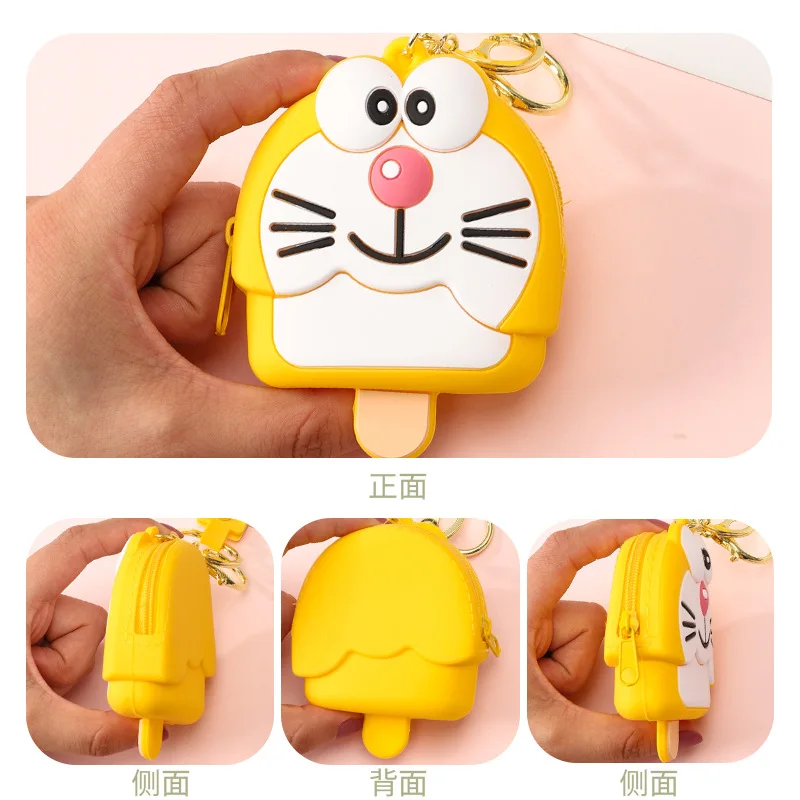 2025 محفظة عملات معدنية من السيليكون الإبداعي سلسلة مفاتيح قلادة عبقور حقيبة قطة حقيبة تخزين العملات المعدنية