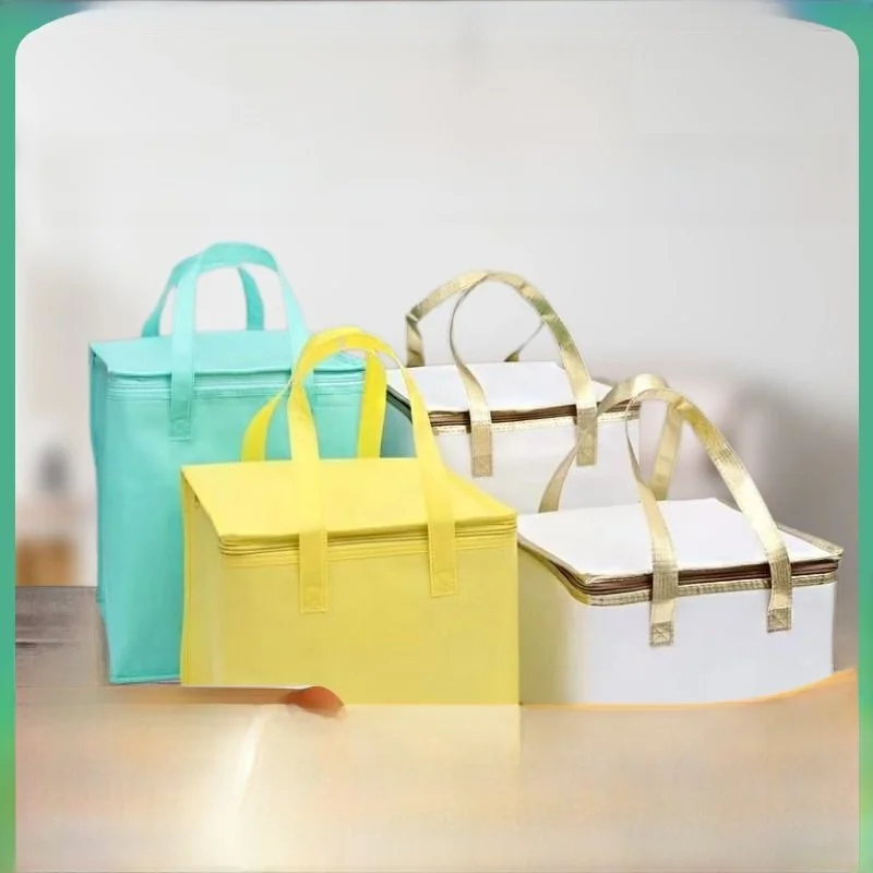 

Ручная изолированная сумка для торта ко дню рождения с утолщенной пленкой и золотым краем, большая вместительная упаковочная сумка на вынос для еды...