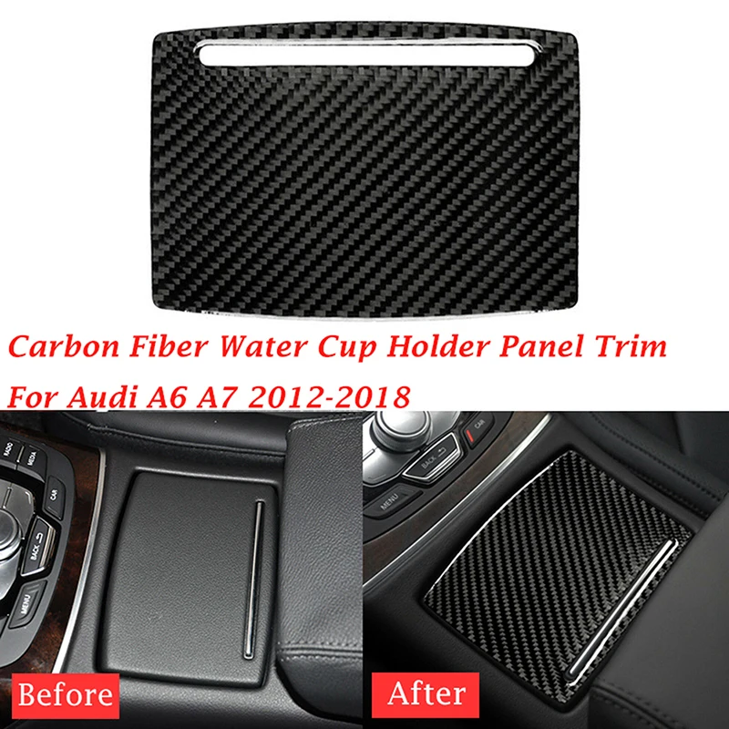 Fit For Audi A6 A7 2012 2013 2014 2015 2016 2017 2018  Carbon Fiber Style Interior Water Cup Holder Panel Trim Decor Cover