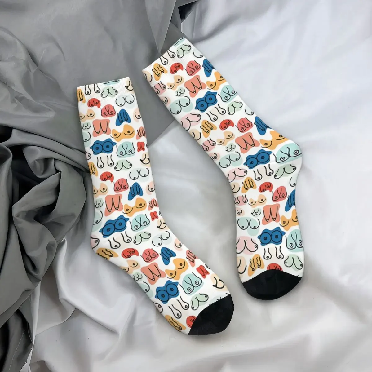 Funny Crazy Sock for Men Colors Hip Hop Harajuku Boobs Happy Pattern Printed Boys Crew Sock Casual Gift