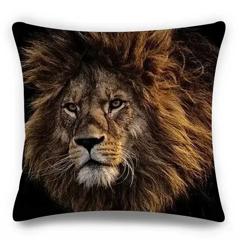 Animal Tiger and Lion Print Pillowcase   Home Sofa Car Decoration Cushion Cover