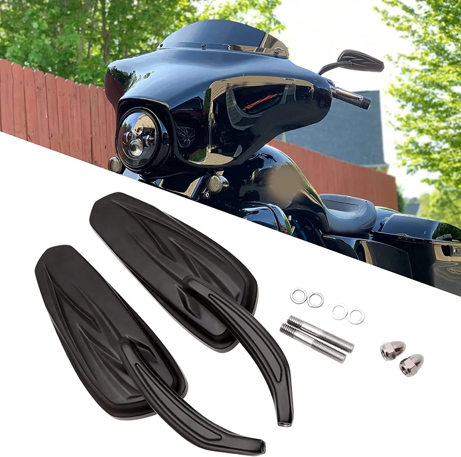 Black Motorcycle Side Mirror Teardrop for Road King Street Electra Glide Road Glide Dyna Rearview 1982-2018 2019 2020