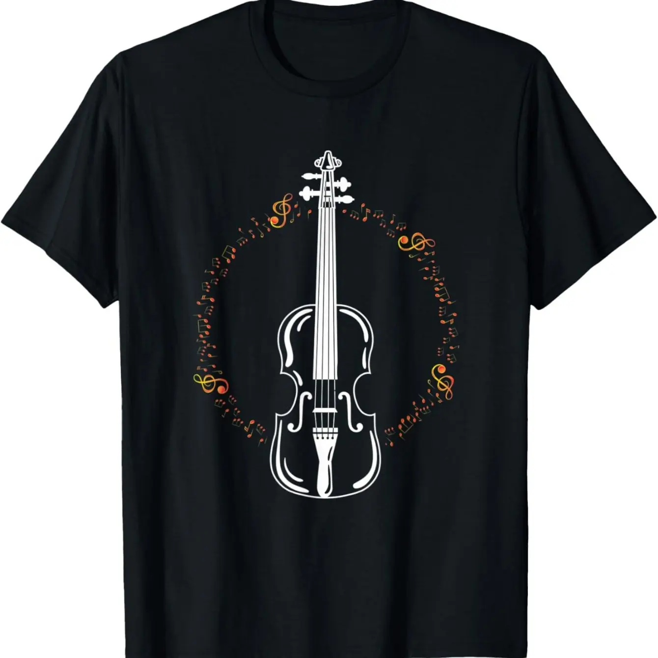 Violin Music Lover T-Shirt for Men and Women 100% Cotton Short Sleeve Crew Neck Tee with Musical Instrument Graphic Perfect