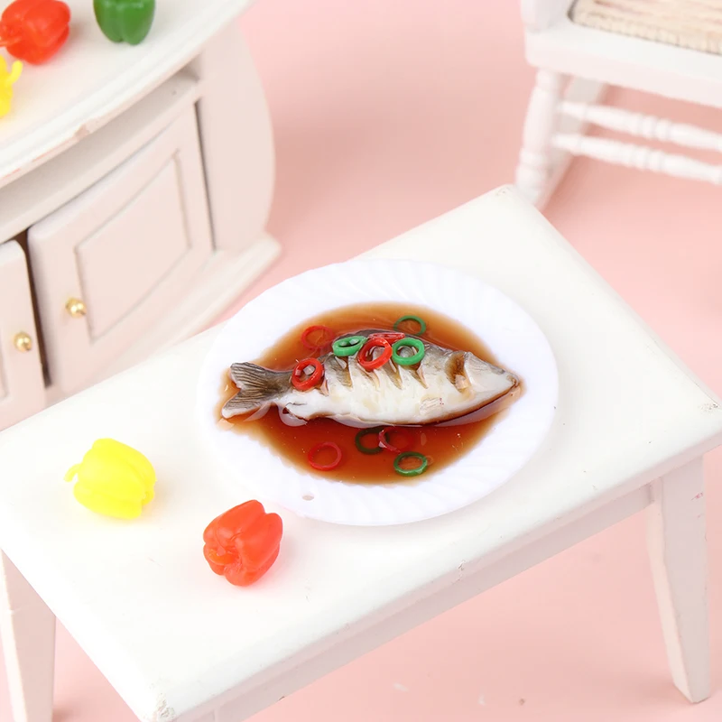 

1:12 Dollhouse Simulation Braised Fish Dollhouse Chinese Cuisine Model Dollhouse Kitchen Food Accessories Pretend Play Toys