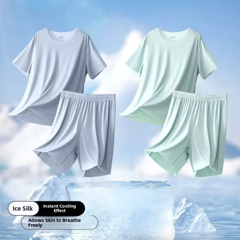 

Modal Men's Summer Sleepwear Loose Short Sleeve Shorts Thin Sportswear Home Clothes Set Comfortable Breathable Lightweight